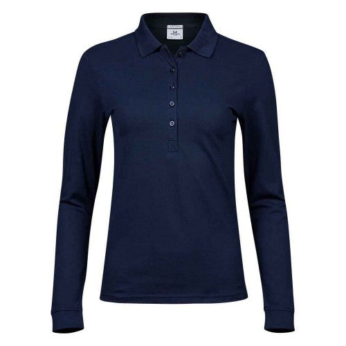 Front - Tee Jays Womens/Ladies Luxury Stretch Long-Sleeved Polo Shirt