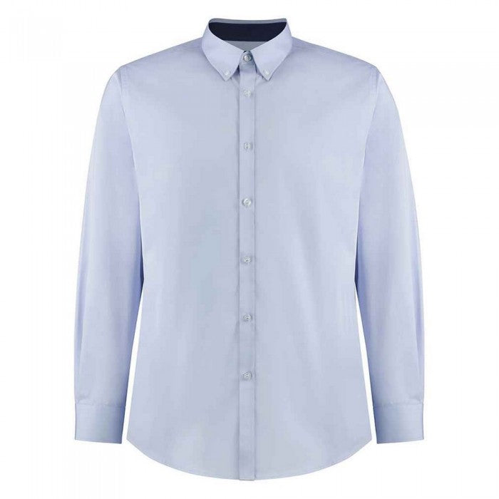 Front - Kustom Kit Mens Premium Contrast Oxford Formal Shirt