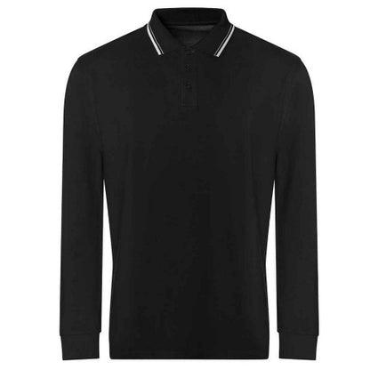 Front - Awdis Mens Tipped Long-Sleeved Polo Shirt