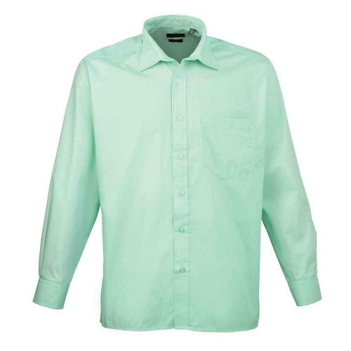 Front - Premier Mens Poplin Long-Sleeved Shirt