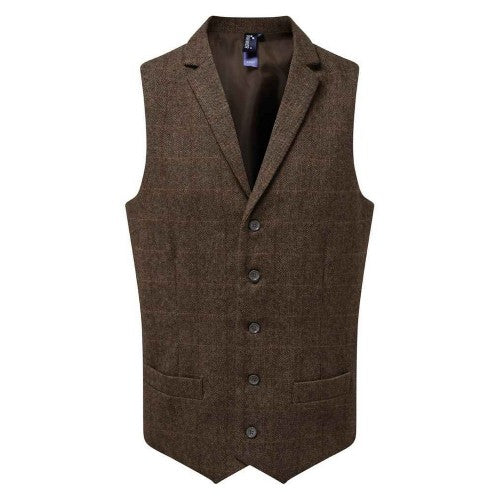 Front - Premier Mens Herringbone Waistcoat
