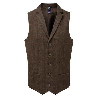 Front - Premier Mens Herringbone Waistcoat