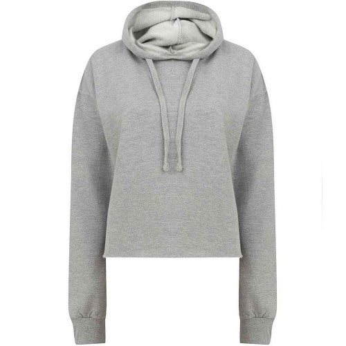 Front - SF Womens/Ladies Slounge Plain Heather Crop Hoodie