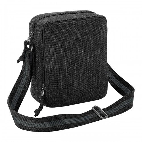 Front - Quadra Vintage Canvas Mini Crossbody Bag