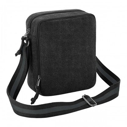 Front - Quadra Vintage Canvas Mini Crossbody Bag