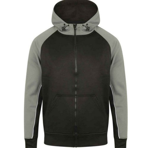 Front - Finden & Hales Mens Panelled Sports Full Zip Hoodie