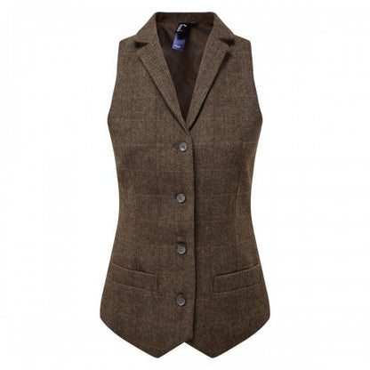 Front - Premier Womens/Ladies Herringbone Waistcoat