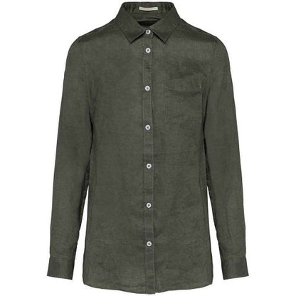 Front - Native Spirit Womens/Ladies Linen Long-Sleeved Shirt