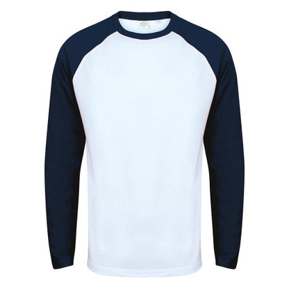 Front - Skinni Fit Mens Long-Sleeved Baseball T-Shirt