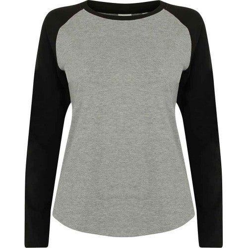 Front - SF Womens/Ladies Heather Long-Sleeved Baseball T-Shirt