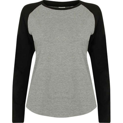 Front - SF Womens/Ladies Heather Long-Sleeved Baseball T-Shirt