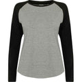 Front - SF Womens/Ladies Heather Long-Sleeved Baseball T-Shirt