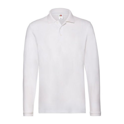 Front - Fruit of the Loom Mens Cotton Pique Long-Sleeved Polo Shirt