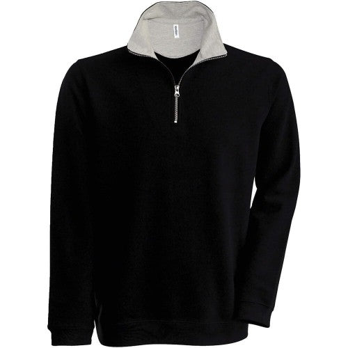 Front - Kariban Mens Trucker Zip Neck Sweatshirt