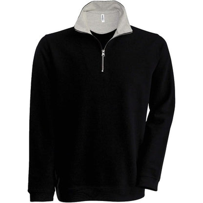 Front - Kariban Mens Trucker Zip Neck Sweatshirt