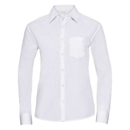 Front - Russell Collection Womens/Ladies Poplin Easy-Care Long-Sleeved Formal Shirt