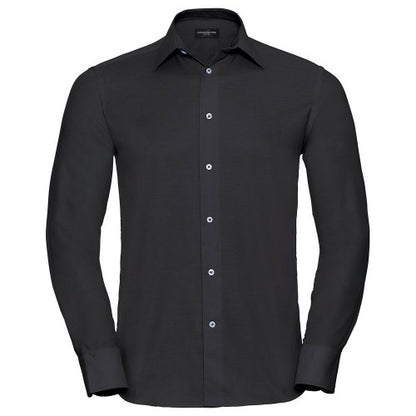 Front - Russell Collection Mens Oxford Tailored Long-Sleeved Formal Shirt