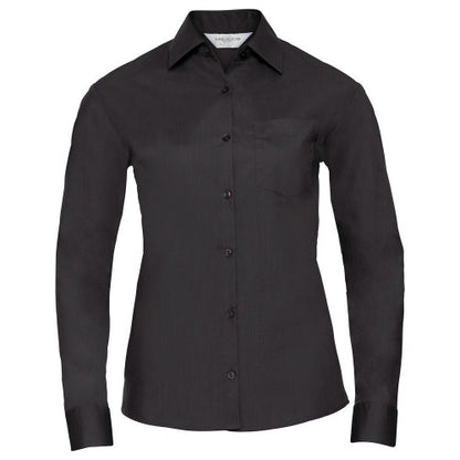 Front - Russell Collection Womens/Ladies Poplin Easy-Care Long-Sleeved Formal Shirt