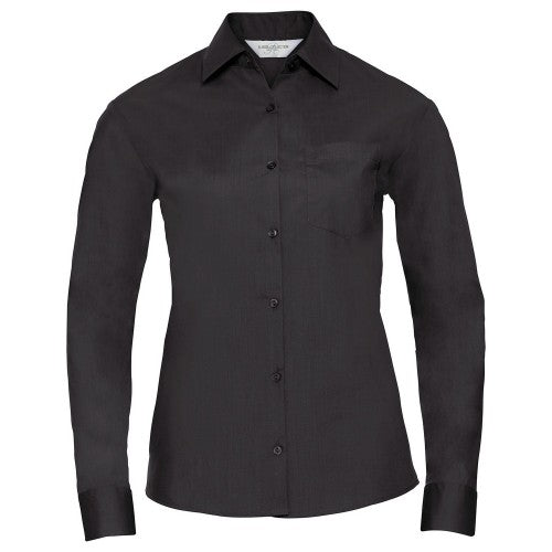 Front - Russell Collection Womens/Ladies Poplin Easy-Care Long-Sleeved Formal Shirt