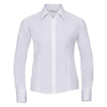 Front - Russell Collection Womens/Ladies Poplin Fitted Long-Sleeved Formal Shirt