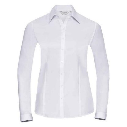 Front - Russell Collection Womens/Ladies Herringbone Long-Sleeved Formal Shirt