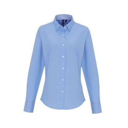 Front - Premier Womens/Ladies Striped Oxford Long-Sleeved Formal Shirt