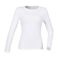 Front - SF Womens/Ladies Feel Good Plain Stretch Long-Sleeved T-Shirt