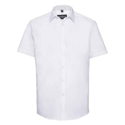Front - Russell Collection Mens Herringbone Short-Sleeved Formal Shirt