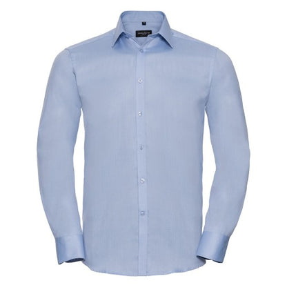 Front - Russell Collection Mens Herringbone Long-Sleeved Formal Shirt