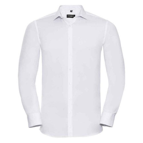 Front - Russell Collection Mens Ultimate Stretch Long-Sleeved Formal Shirt