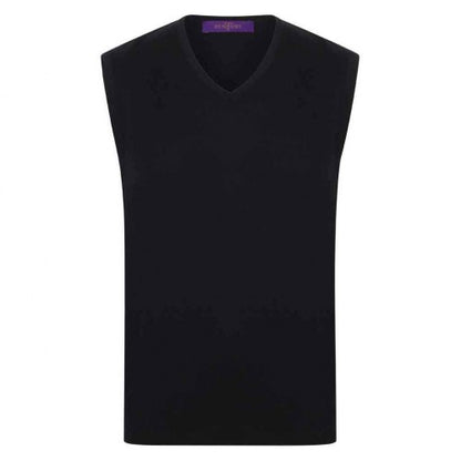 Front - Henbury Mens Cotton Acrylic V Neck Sleeveless Sweatshirt