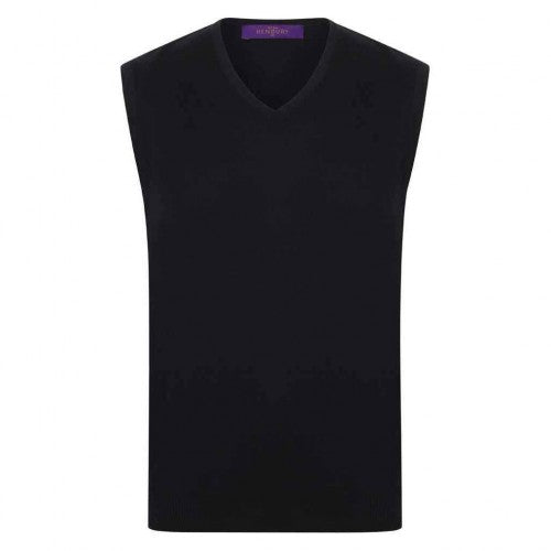 Front - Henbury Mens Cotton Acrylic V Neck Sleeveless Sweatshirt