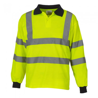 Front - Yoko Mens High-Vis Long-Sleeved Polo Shirt