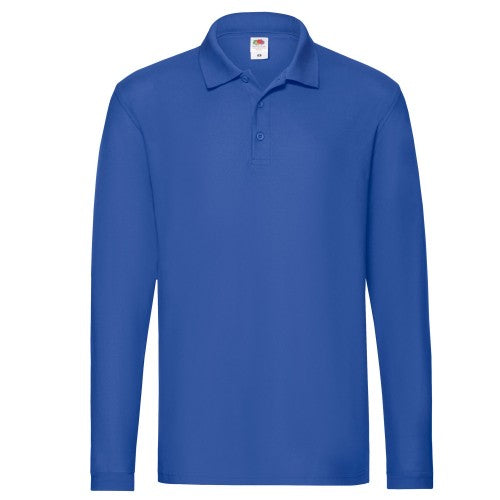 Front - Fruit Of The Loom Mens Premium Pique Long-Sleeved Polo Shirt