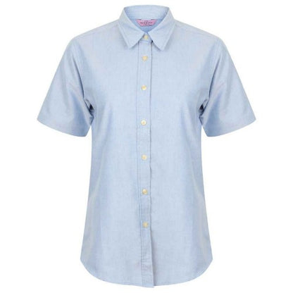 Front - Henbury Womens/Ladies Oxford Short-Sleeved Formal Shirt