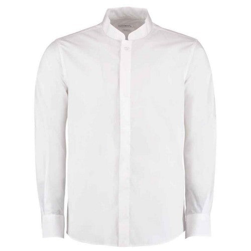 Front - Kustom Kit Mens Mandarin Collar Long-Sleeved Shirt
