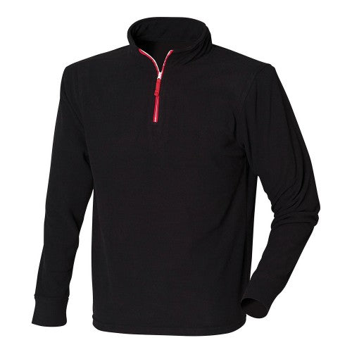 Front - Finden & Hales Mens Microfleece Zip Neck Fleece Top