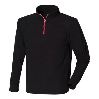 Front - Finden & Hales Mens Microfleece Zip Neck Fleece Top