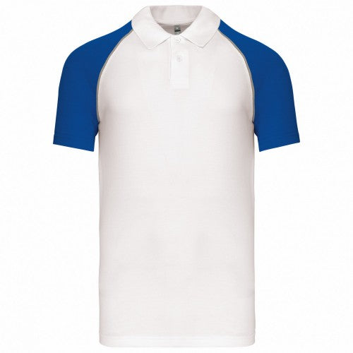 Front - Kariban Mens Contrast Pique Baseball Polo Shirt