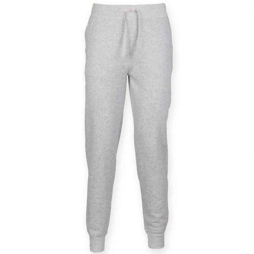 Front - SF Men Mens Heather Cuffed Slim Jogging Bottoms