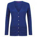 Royal Blue - Front - Henbury Womens-Ladies Cotton Acrylic V Neck Cardigan
