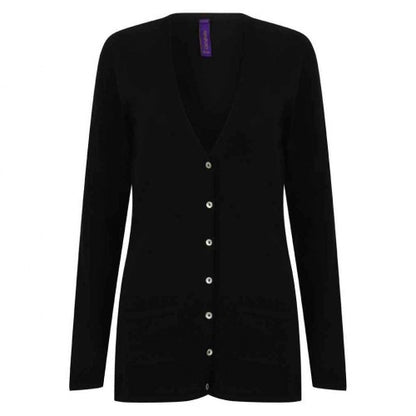 Front - Henbury Womens/Ladies Cotton Acrylic V Neck Cardigan