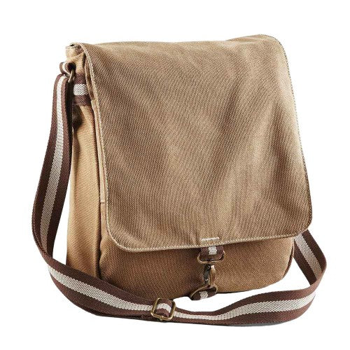 Front - Quadra Vintage Canvas Messenger Bag