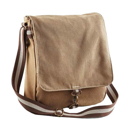Front - Quadra Vintage Canvas Messenger Bag