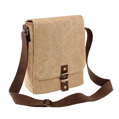 Front - Quadra Contrast Detail Canvas Messenger Bag