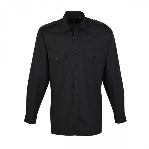 Front - Premier Mens Long-Sleeved Pilot Shirt
