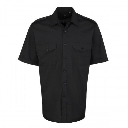 Front - Premier Mens Short-Sleeved Pilot Shirt