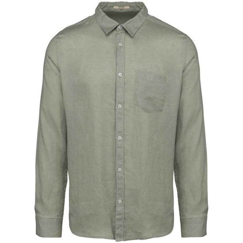 Front - Native Spirit Mens Linen Long-Sleeved Shirt
