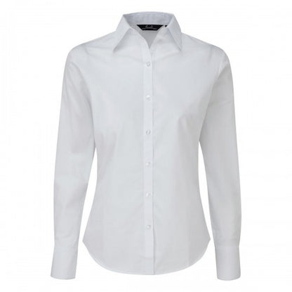 Front - Premier Womens/Ladies Poplin Long-Sleeved Blouse