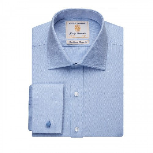 Front - Brook Taverner Mens Andora Herringbone Long-Sleeved Formal Shirt